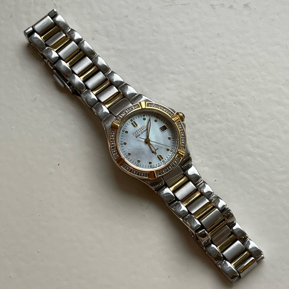 Women’s CITIZEN eco-drive watch - stainless steel w/ crystal accents!